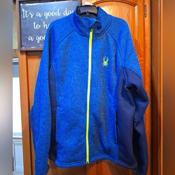 Spyder Blue and Yellow Full-Zip Jacket in a mens size medium. EUC. - Picture 1 of 15
